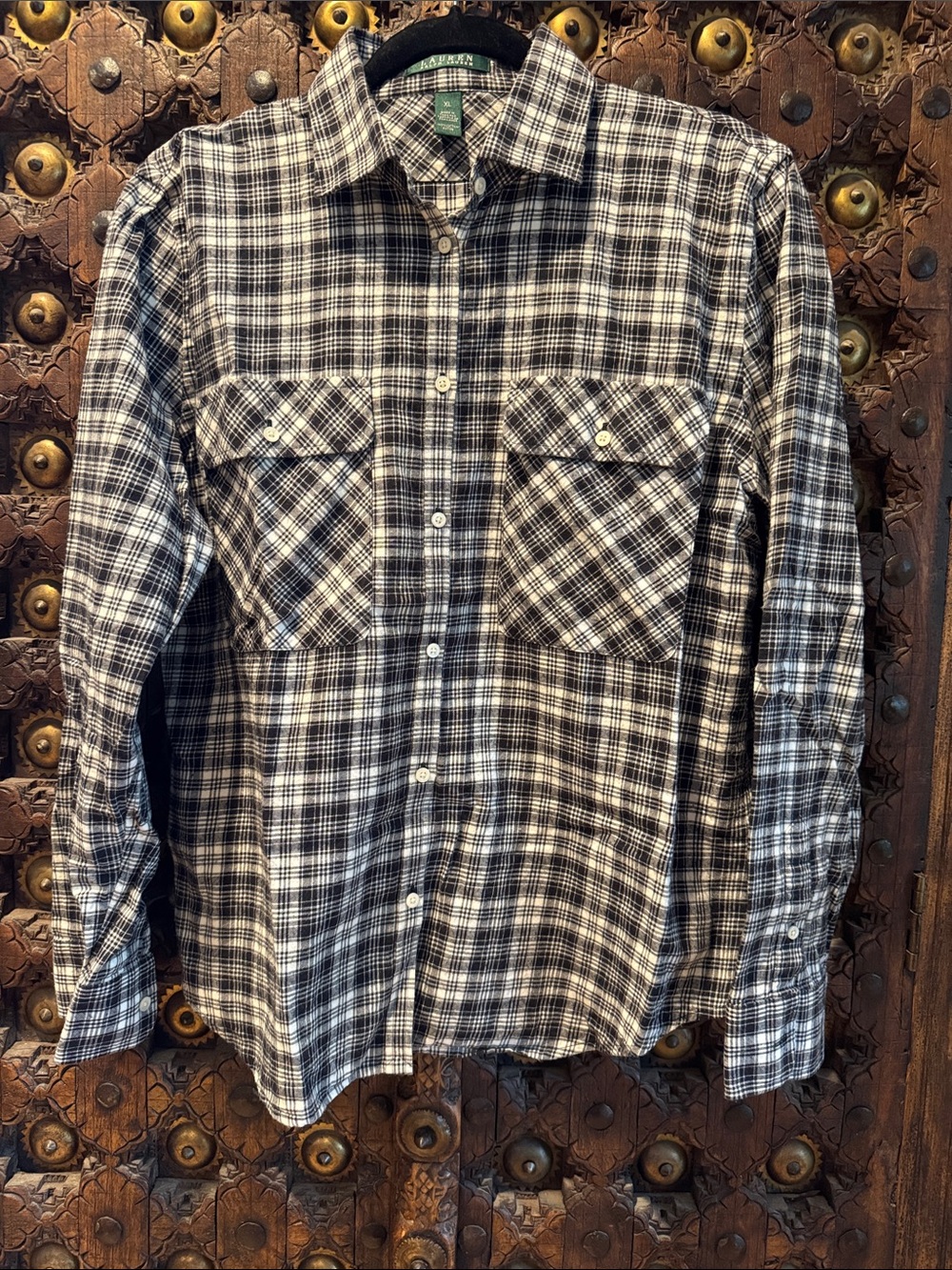 Ralf Lauren Black and White flannel shirt XL